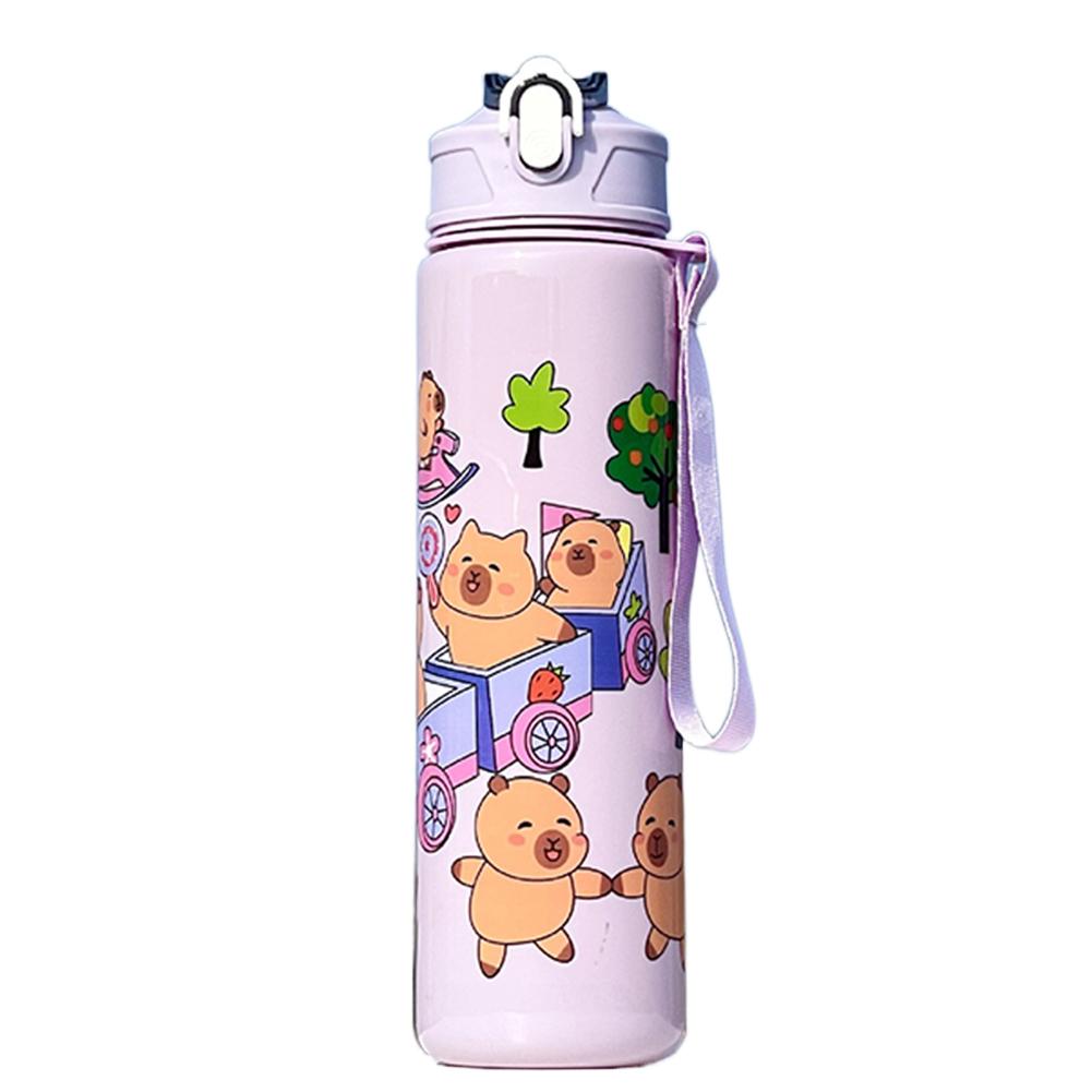800/700ml Capybara Sport Water Bottle with Straw & Handle Travel Water Cup Large Capacity Kawaii Water Bottle for Fitness Sports