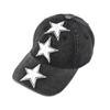 Fashion Hat American retro pentagram three-dimensional embroidered denim baseball cap men and women spring and summer wide brim niche tide cap