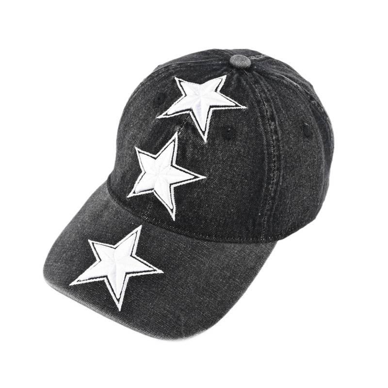 Fashion Hat American retro pentagram three-dimensional embroidered denim baseball cap men and women spring and summer wide brim niche tide cap