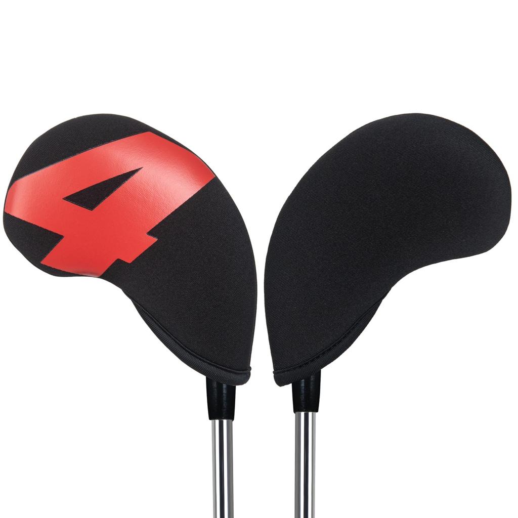 Чехол для гольф-айрона, чехол для головки клюшки, набор из 10 штук (4-9,П,А,С,Х) Из неопрена Эластичные Большие Цифры Черная Основа и Цветные Цифры