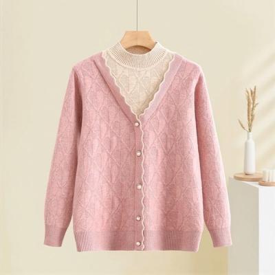 Новый женский свитер-топ с эффектом двухслойности для женщин среднего возраста, короткий вязаный свитер, одежда для мамы на осень, модная базовая рубашка для женщин среднего и пожилого возраста