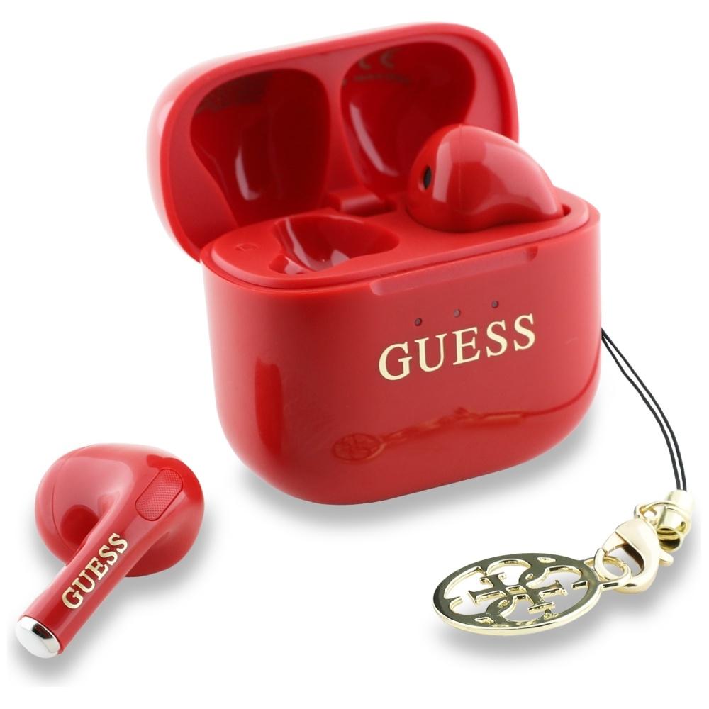 Tws Headphones Guess Glossy Effect        Printed Classic Logo & Charm Red