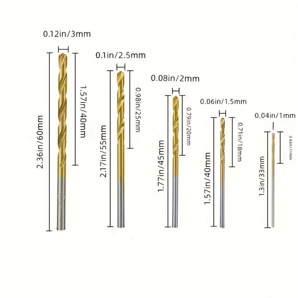 Набор из 50 сверл из быстрорежущей стали с титановым покрытием для многофункционального использования