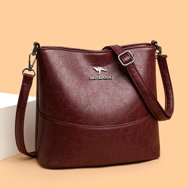 Женская модная сумка-ведро из мягкой кожи 2025 - Вместительная, практичная сумка на одно плечо, через плечо и подмышку