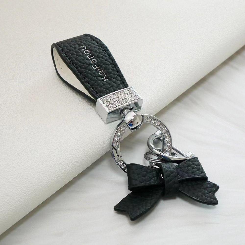 Держатель для ключей Роскошный брелок из натуральной кожи Брелок-бабочка со стразами Автомобильные аксессуары