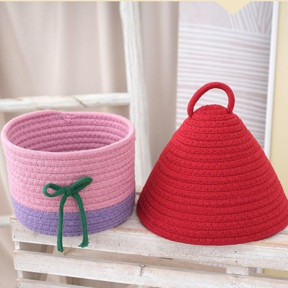 Cotton Rope Woven Desk Organizer House Shape Snack Toys Organizer Vanity Table Study Room
