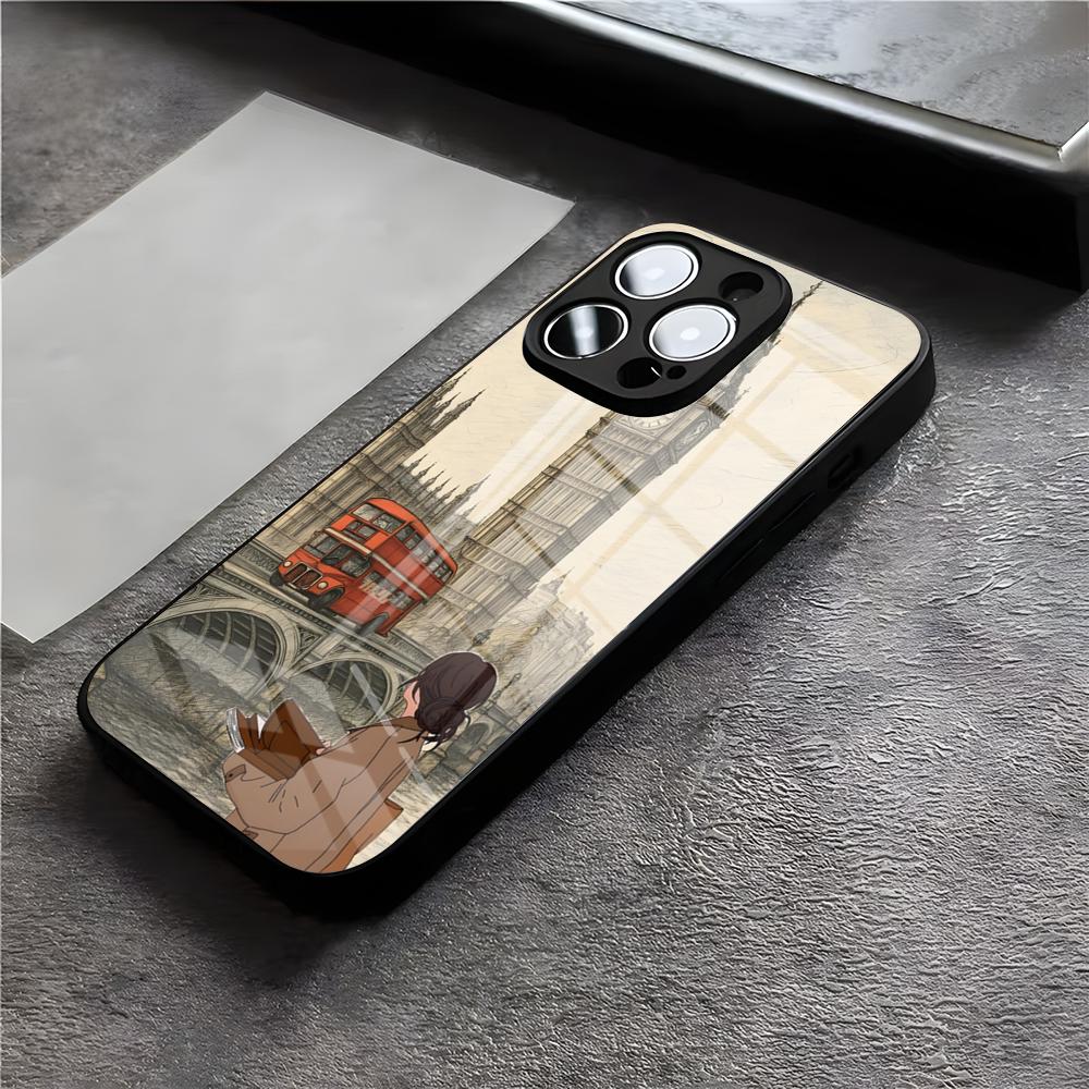 London Big Ben Phone Case For IPhone 17 Air 16 E Pro Max 15 14 13 Mini 12 Pro 11 Max Plus Black Glass Cover