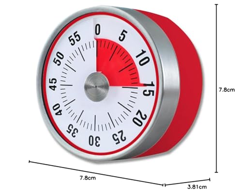 SweetBaku Analog Magnetic Timer for Studying, Kids, Time Management, Kitchen Timer, Task Management, Gaming Alarm, and Working Timer (Red)