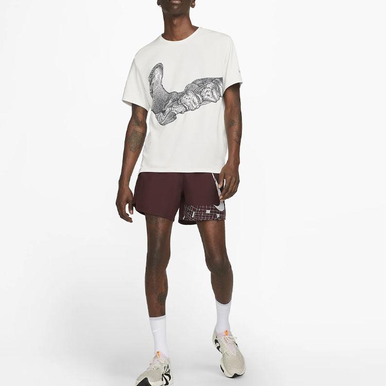 Nike Футболка Dri-FIT UV Run Division Miler с принтом, ребристым круглым вырезом и коротким рукавом, мужские топы Phantom DV9263-030