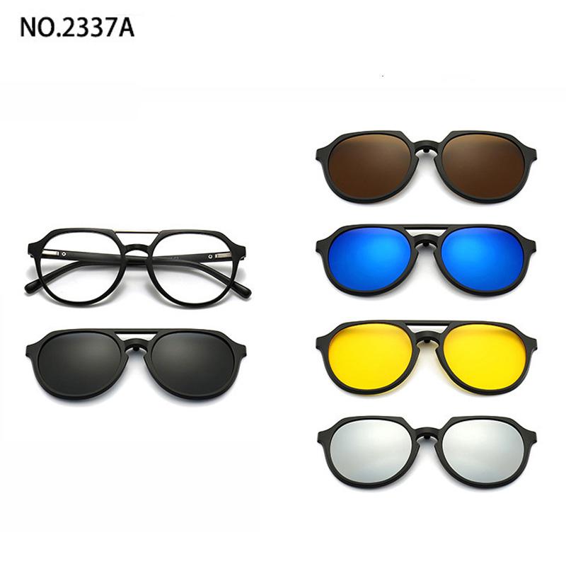 5 Lenes Magnet Clip Sunglasses Square Men Polarized Gray  Frame Custom Prescription Women Myopia Glasses