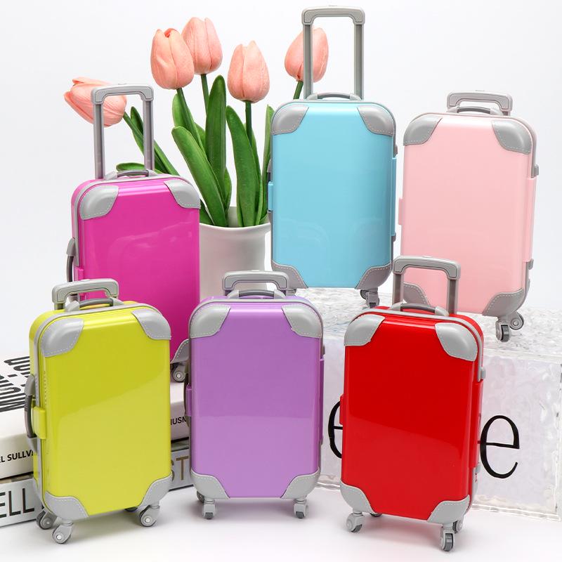 Compact Solid Color Kids Trolley Suitcase Toy with Eyelash Design for Dress-Up and Storage