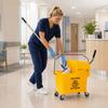 20L Compact Mop Bucket on Wheels, with Water Separation Panel - Yellow