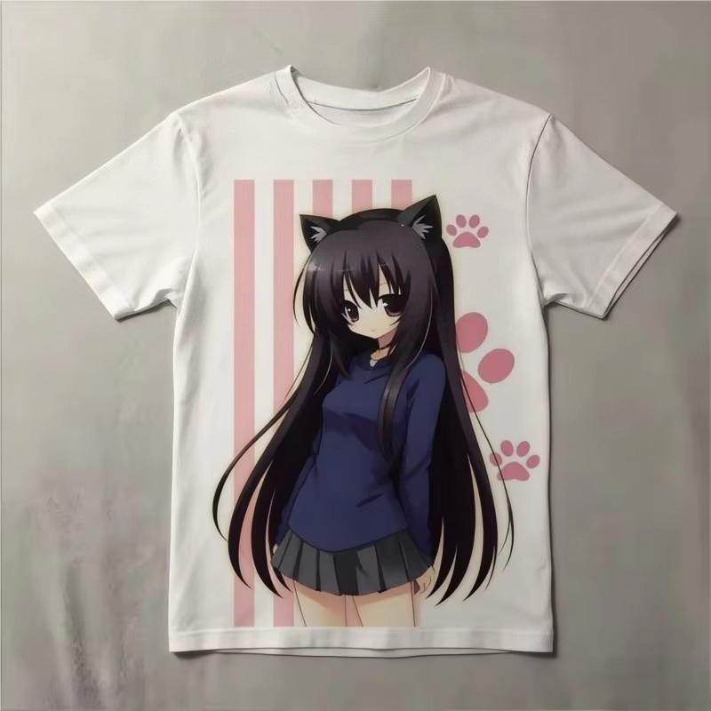 Cute Y2k Graphic Tees For Wounisex White Cartoon Print Kawaii Aesthetic Short Sleeve Summer Casual Cotton Loose Harajuku Top Korean