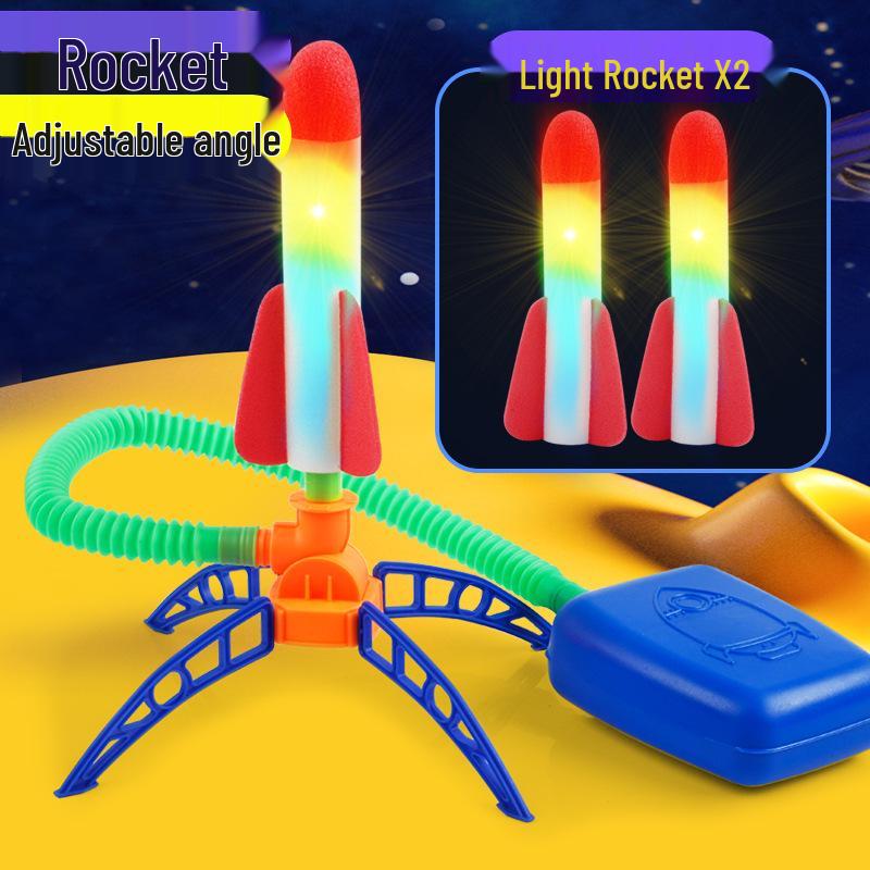 Glowing Rocket Launcher Outdoor Foot-Operated Toy for Kids - Two-Person Flying Arrow Game