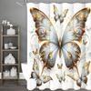 Штора для душа с цветочным узором «Бабочки», Декоративная штора для душа для ванной комнаты, Водонепроницаемая штора для душа с крючками