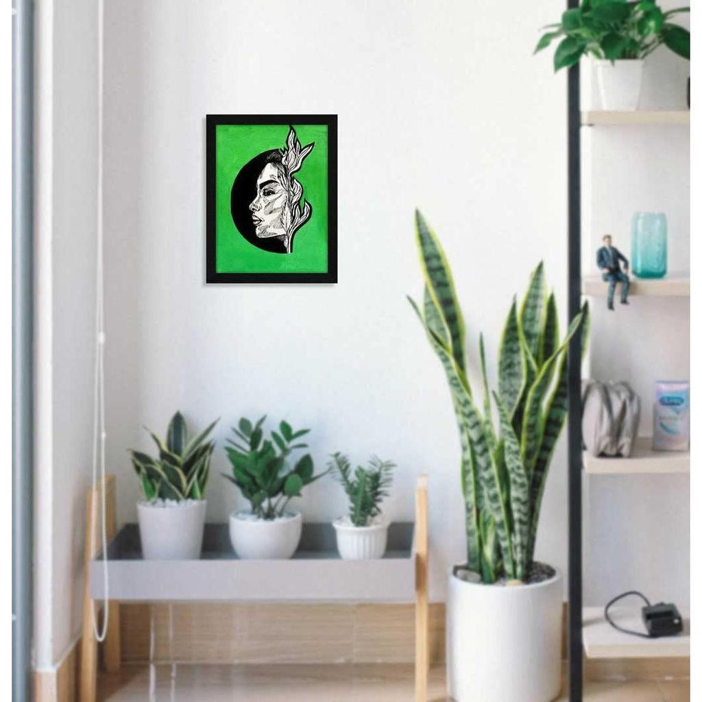 Paper Pen Art Women Frame Wall Art Painting, Multicolor, Abstract, 10X13 Inches, Set of 1