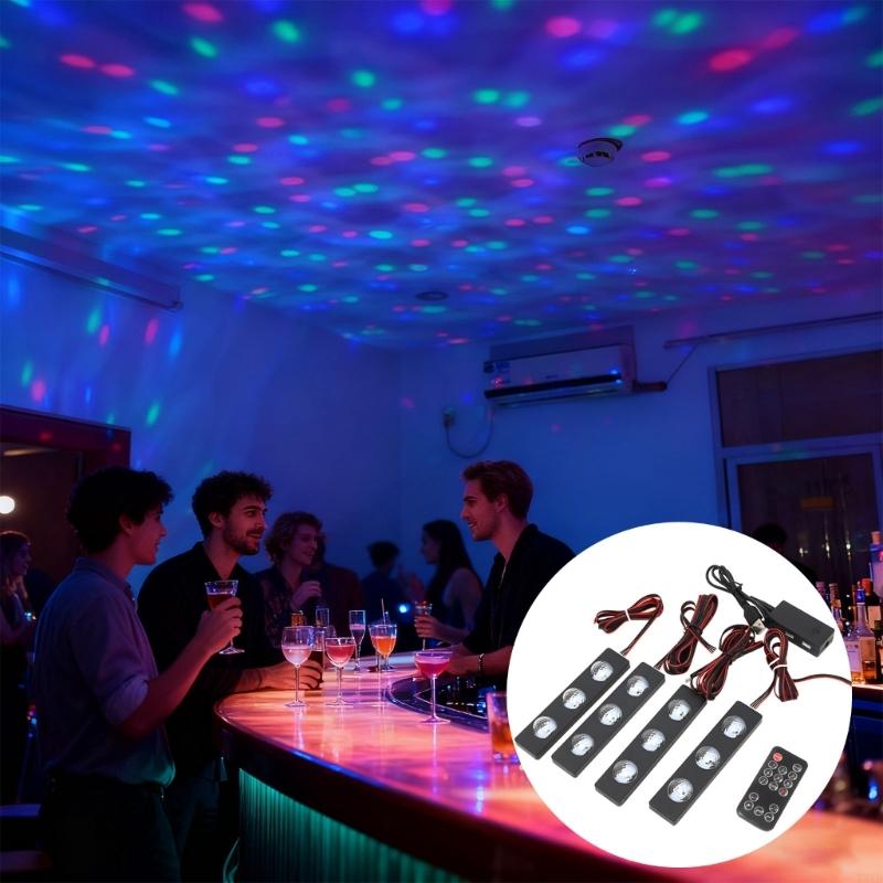 Pack of 4 Energy Saving LED Lights for Automobiles Sound Activated Color Modes Universal Fit Simple Attachment 72XB