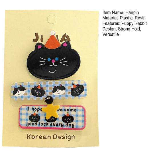 2/3Pcs Girl Hairpins Cats Puppies Rabbits Bread Pattern Hair Clips Smooth Edges Side Bang Hair Pins Hair