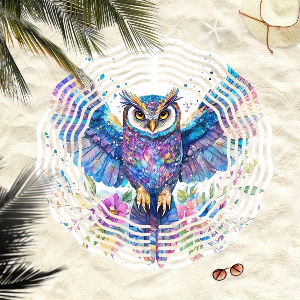 Красочный металлический подвесной спиннер-колокольчик в виде совы для украшения сада, двора, отпугиватель птиц, вращающаяся ветряная мельница