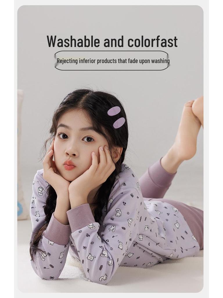 Детская теплая хлопковая пижама: Водолазки и брюки для мальчиков и девочек