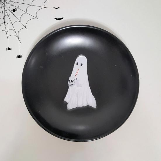 Хэллоуин Тарелка Призрак 7 дюймов Многоразовая Пластиковая Тарелка Призрак Круглая Столовая Посуда для Ужина Десерта для Угощения или Жизни Принадлежности для Вечеринки на Хэллоуин