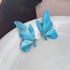 Super Fairy Niche Blue Butterfly Earrings Unique Retro Temperament High Sense Elegant Stud Earrings