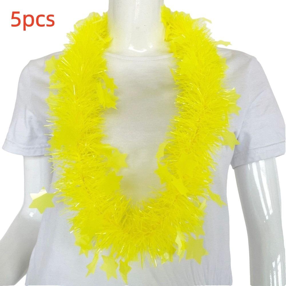 5pcs Glowing Large Fluorescent Garland Necklaces Five Star Lightweight Plastic Garland Birthdays