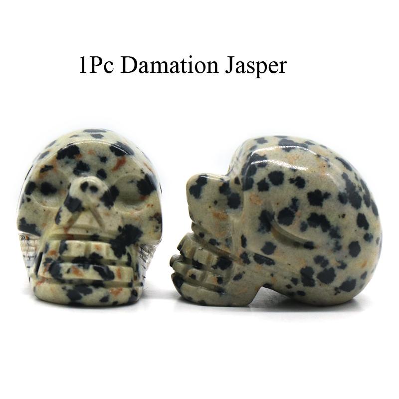 1Pc Natural Stone Carved Skull Natural Crystal Crafts Ornaments Halloween Ghost Festival Decorations Jewelry Furnishings Supplies Gifts 25x20x18 Mm