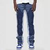 ZYLLO European and American Street Jeans Straight-leg Splicing Flared Pants Trendy Denim Trousers