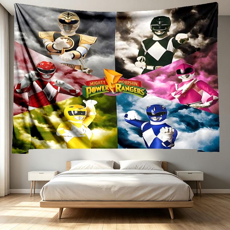 Mighty Morphin Power Rangers Print Tapestry - Portable Wall Decor Cloth, for Home, Dorm, Travel, Bedroom, Living Room - Ideal Birthday Housewarming Gi