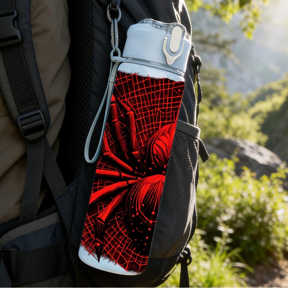 1PC Red Venom Spider Dark Comic Art Print 750ml Color Plastic Sports Water Bottle Leakproof Flip Straw Lid Suitable for Sports Office Home Use
