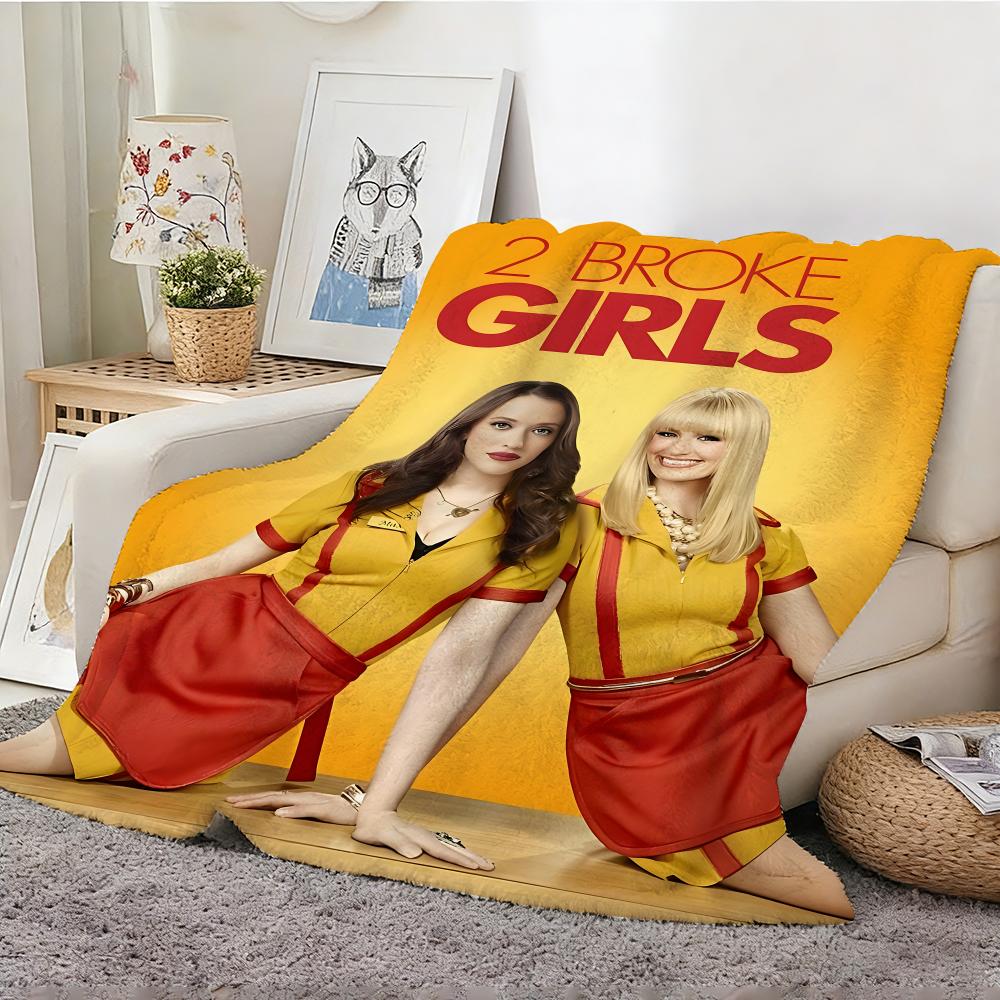Popular American TV Series 2 Broke Girls Throw Lightweight 240g Flannel Blanket Soft Skin-friendly for Summer Cooling