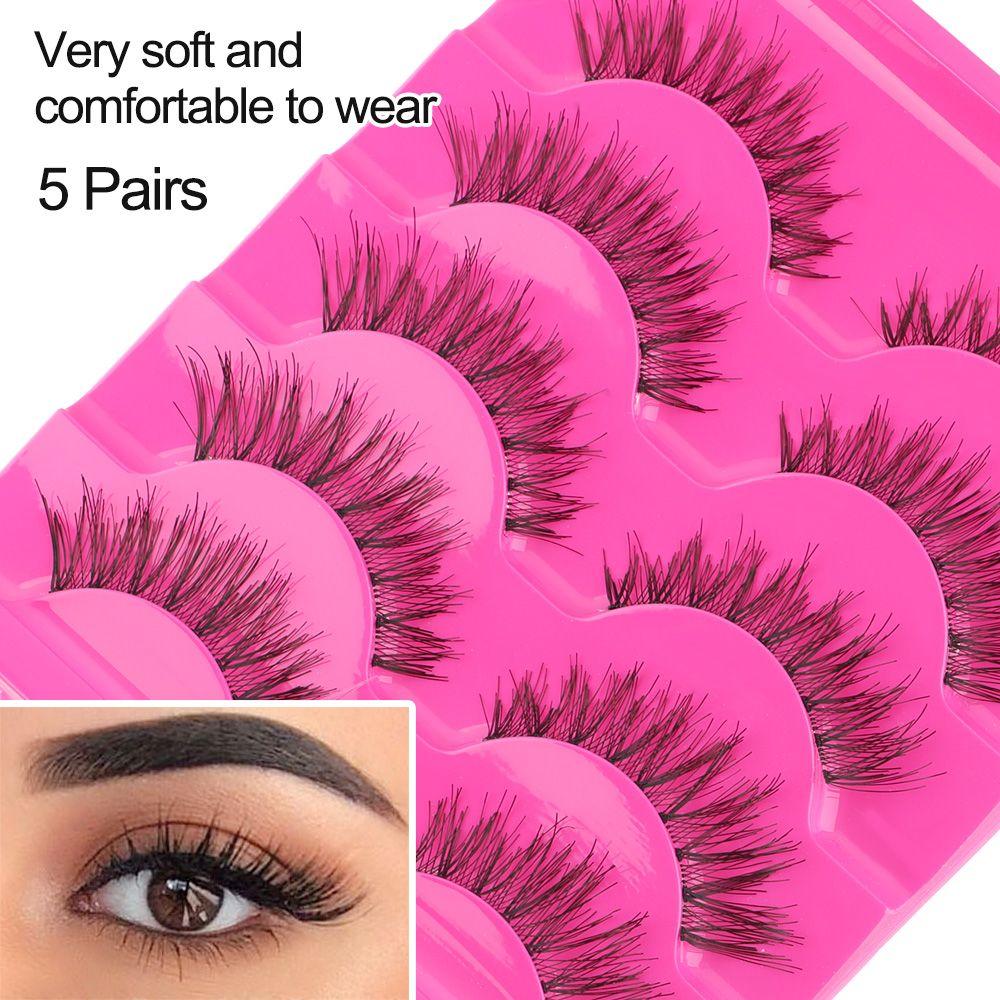 5 Pairs Beauty Handmade Black Thick False Fake Eyelashes Cross Eye Lashes Extension