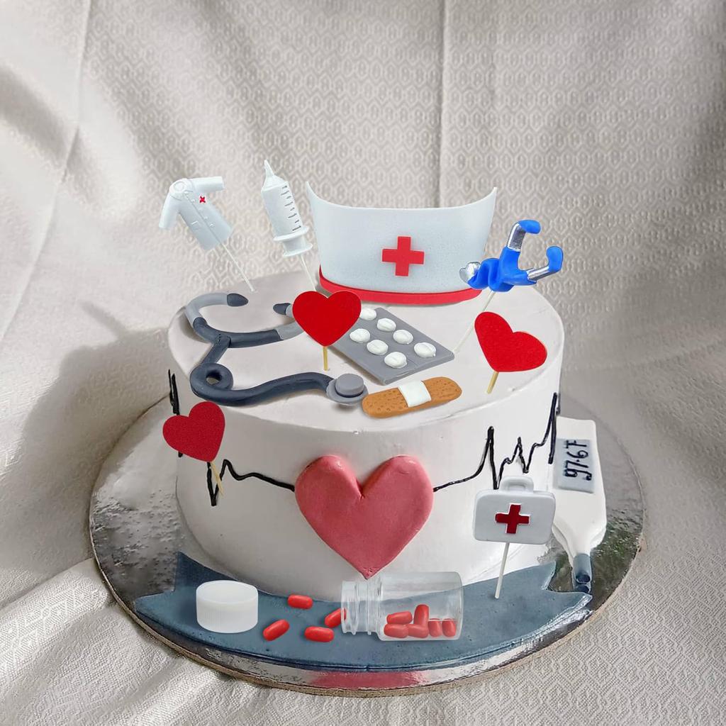 Nurse Cake Topper Nursing Cupcake Toppers Nurse Graduation Cake Decorations RN Theme Party Favors for Doctor Nurse Party Supplie