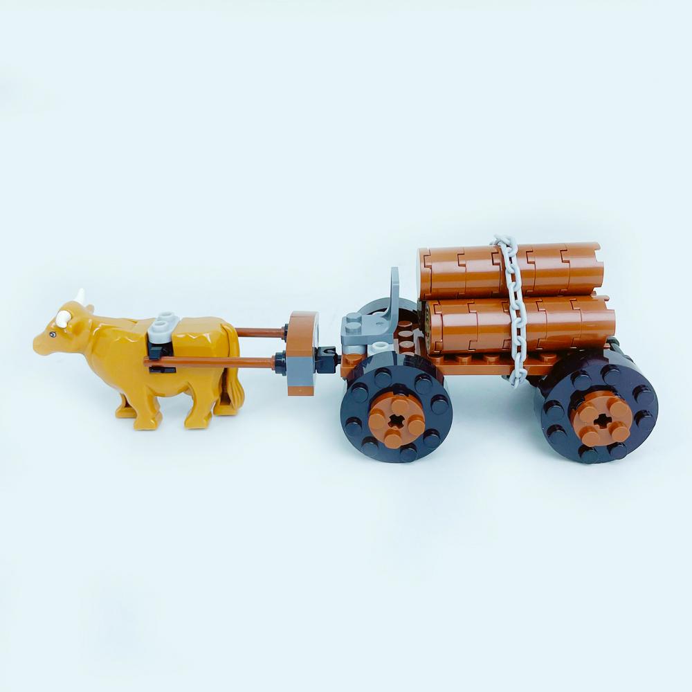 MOC Средневековая Ферма Крупный Рогатый Скот Лошадь Карета Строительные Блоки Рыцари Транспортировка Скота Кирпичи Модель Минифигурка Аксессуары Игрушка