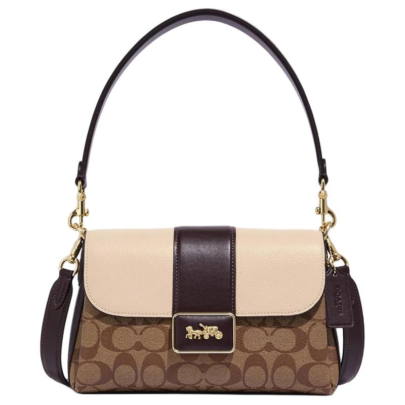 COACH shoulder bag Grace Series 26 classic presbyopic all-over signature logo embossed charm, artificial leather, armpit bag, hand-held crossbody bag