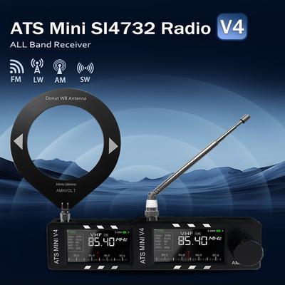 AMNVOLT V4 ATS MINI SI4732 Радиоприемник всех диапазонов с DSP FM/AM/SSB/LSB/USB Встроенный усилитель для наушников Hi-Z Оригинал