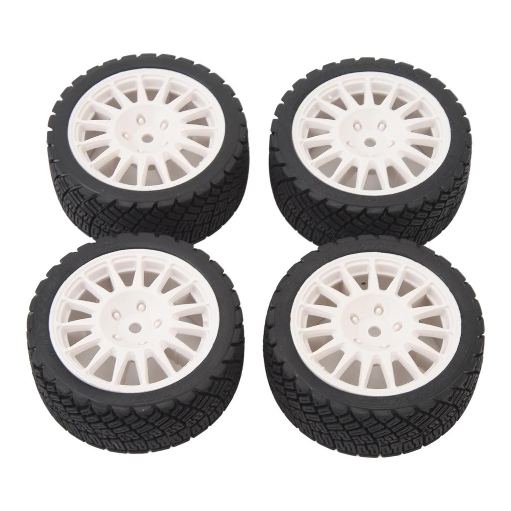 4Pcs 1 10 RC Car Tire Plastic Rim Rubber RC Car Wheel Tyre Replacement for TAMIYA TT01 TT02 XV01 White