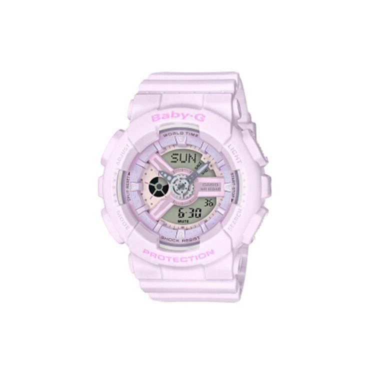 Casio Спортивные часы Baby-G Серия Двойной дисплей Водонепроницаемые Кварцевый механизм Ремешок из смолы Женские часы Розовые BA-110-4A2-PERSON