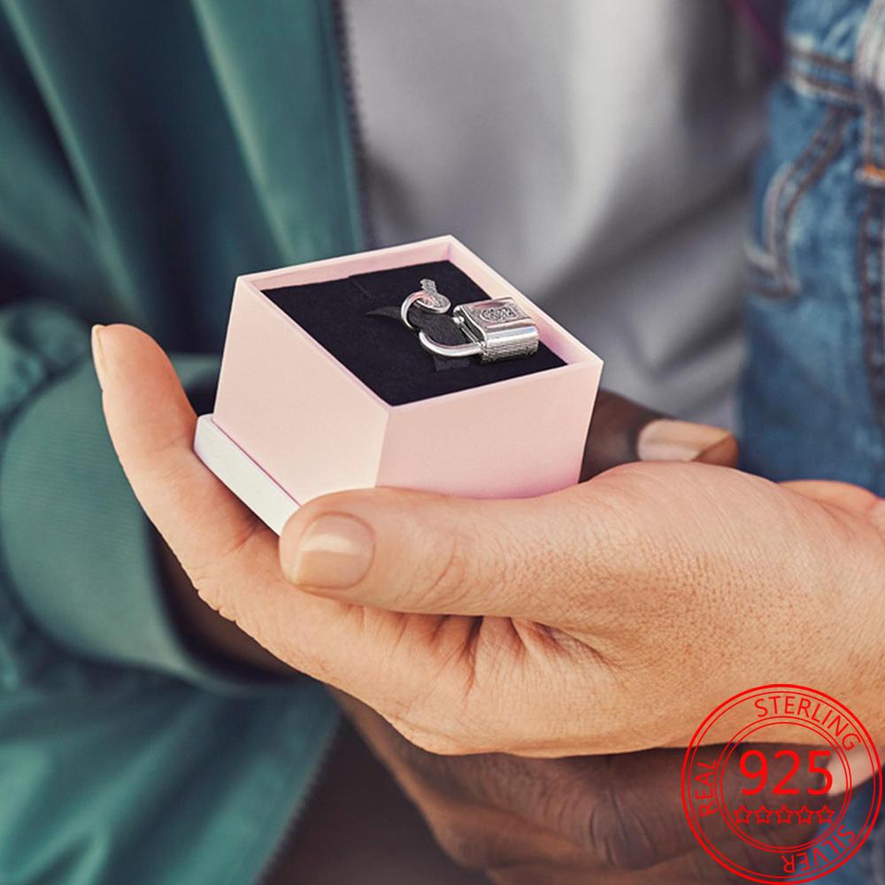 Оригинальный новый трехцветный замок и ключ подвеска шарм подходит модный браслет сделай сам S925 стерлингового серебра шарм женские модные ювелирные изделия