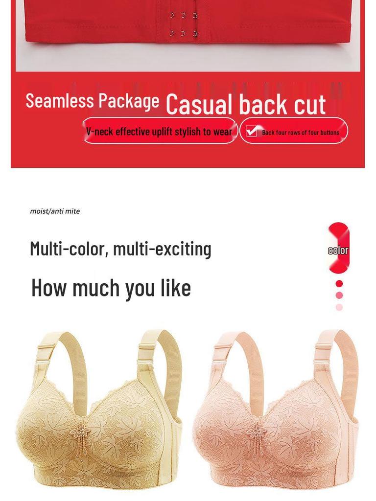 Красный кружевной беспроводной бюстгальтер большого размера с тонкой чашкой и стильной спинкой