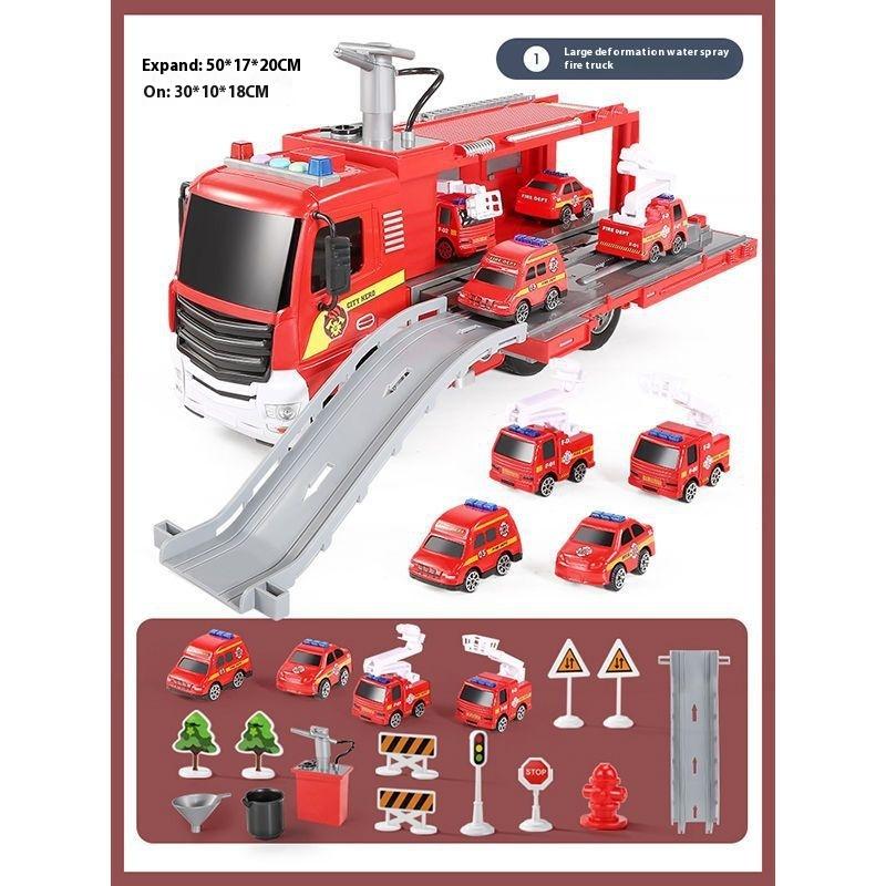 Детская игрушечная пожарная машина большого размера, может распылять воду, имитация разбрызгивателя, лестница из сплава, набор моделей спасательных машин