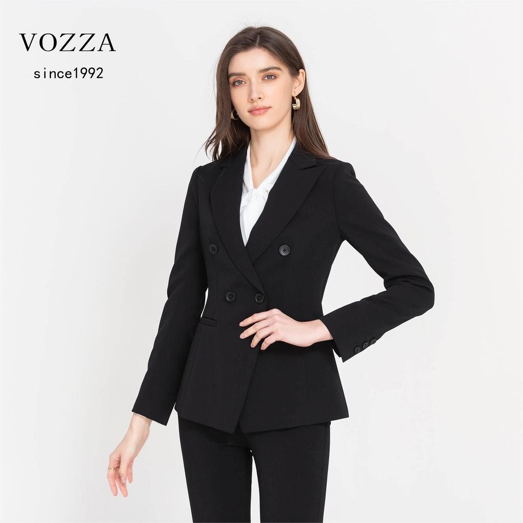 Tailored Long Double Peak Top and Bottom Sold Job Winter [VOZZA] Jacket, Women's Suit, Blazer, Women's, Sleeve, Button, Lapel, Lined, Plain,