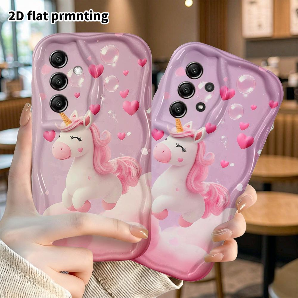 Phone case: 2D flat Samsung Galaxy A34 A35 M05 M06 S20 S22 S21 FE Plus 5G protective case, pink unicorn, perfect Christmas and Halloween holiday gift