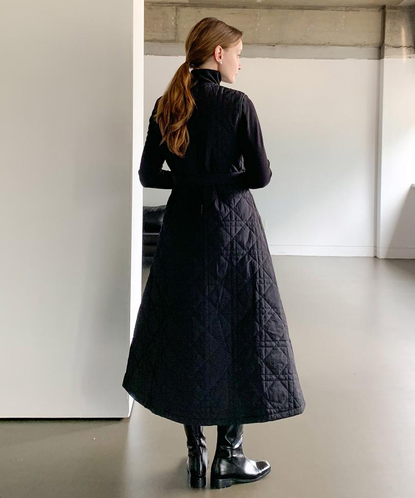 Baseukala [Set] Double Quilted Belted One-Piece+Jacket Set-Up