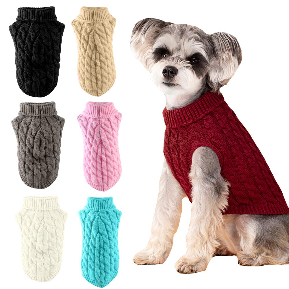 Pet Clothes Autumn and Winter Fashion Candy Color Sweaters for Dogs Cute Pets Solid Color Cable Knit Pullovers