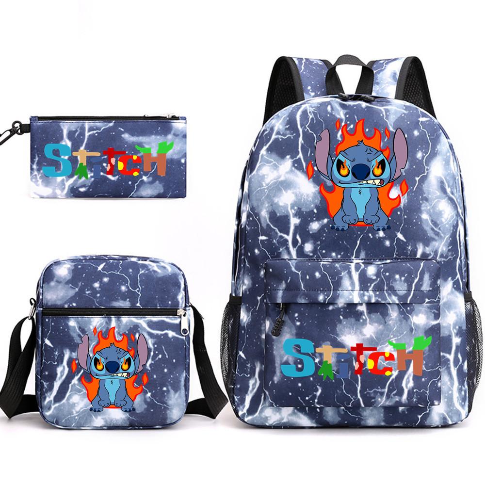 Interstellar Baby Stitch Three-Piece School Bag Cartoon Peripheral Printed Polyester Backpack Student School Bag Leisure Bag