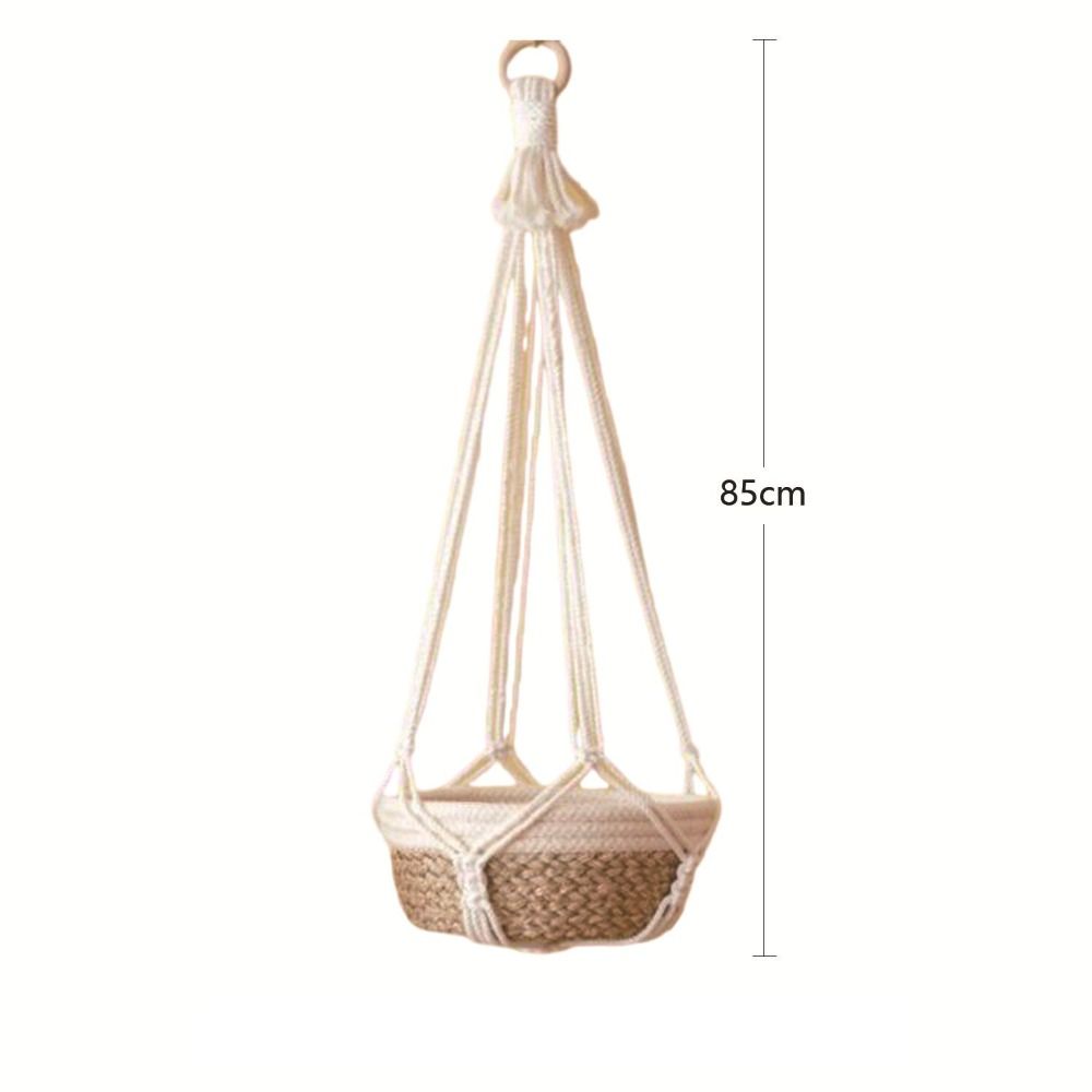 for Indoor Living Room Balcony Macrame Plant Hangers Handmade Beige Color Hanging Basket Cotton Rope