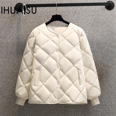 Короткая куртка из хлопка, женская зимняя легкая куртка с ромбовидной решеткой