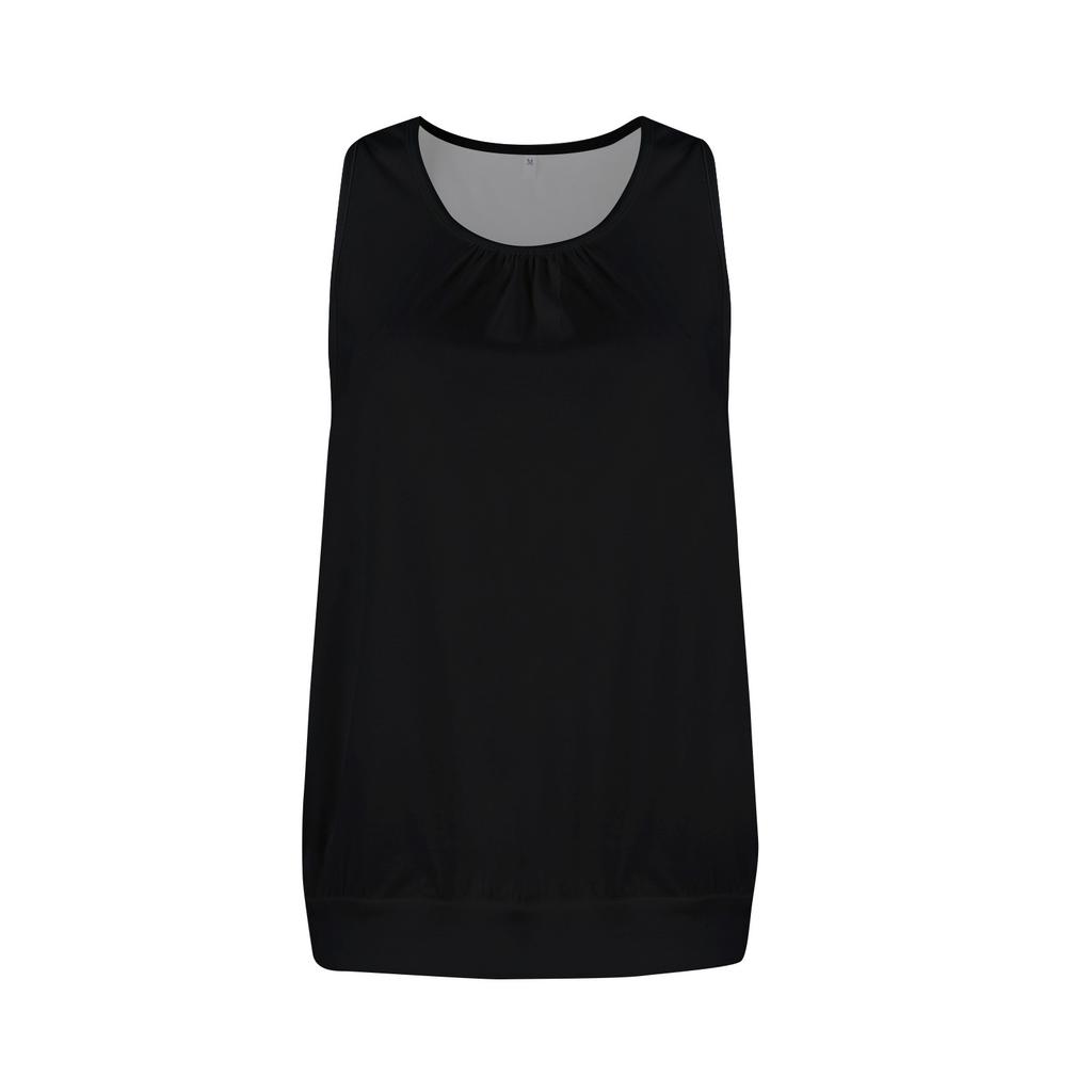 Женский летний жилет, свободная плиссированная рубашка с круглым вырезом, повседневный топ без рукавов